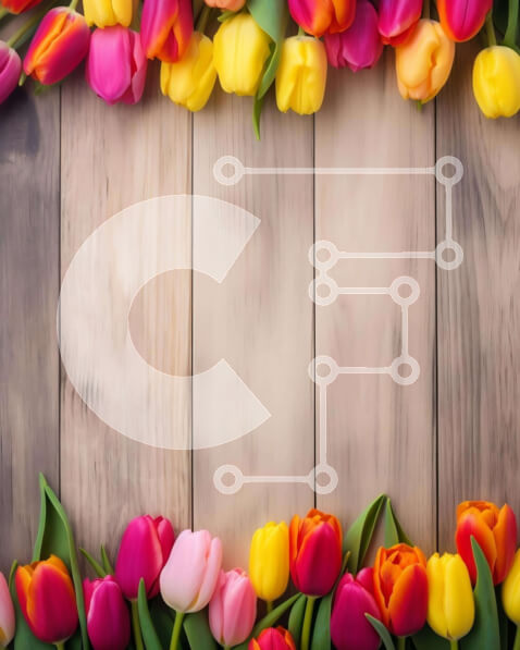 Intra Συλλεκτικό Ξύλινο Παζλ Plywood  4mm - Πολύχρωμες τουλίπες σε ξύλινο πλαίσιο για ανοιξιάτικες και καλοκαιρινές εκδηλώσεις Σε Ξύλινο Κουτί - Διαστάσεις: 10x10 cm – 25 κομμάτια