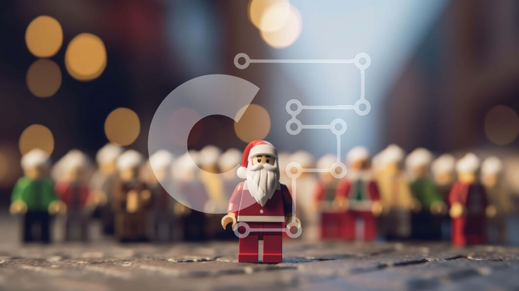 Intra Συλλεκτικό Ξύλινο Παζλ Plywood  4mm - Lego Φιγούρα Άγιου Βασίλη και Πλήθος Μικρών Φιγούρων Σε Ξύλινο Κουτί - Διαστάσεις Puzzle: 10x10 cm – 25 κομμάτια