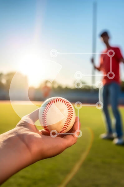 Intra Συλλεκτικό Ξύλινο Παζλ Plywood  4mm - Άτομο που κρατά πορτοκαλί μπέιζμπολ Σε Ξύλινο Κουτί - Διαστάσεις Puzzle: 10x10 cm – 25 κομμάτια