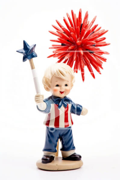 Intra Συλλεκτικό Ξύλινο Παζλ Plywood  4mm - Αμερικανικό ειδώλιο αγοριών που γιορτάζει την 4η Ιουλίου Σε Ξύλινο Κουτί - Διαστάσεις: 10x10 cm – 25 κομμάτια