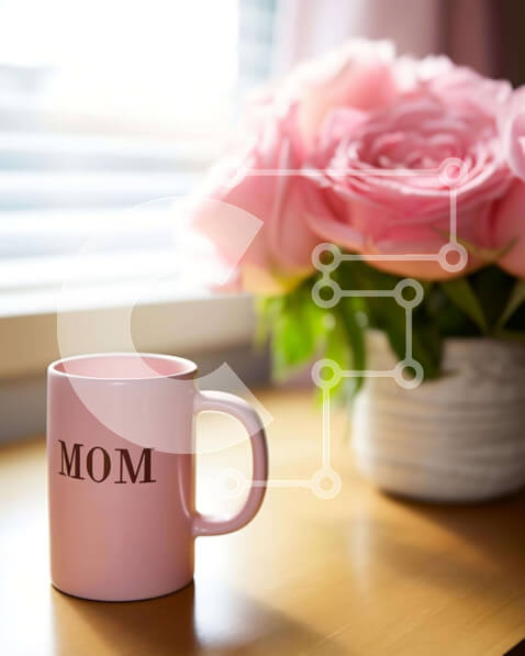 Intra Συλλεκτικό Ξύλινο Παζλ Plywood  4mm - Κούπα καφέ και τριαντάφυλλα για τη γιορτή της μητέρας Σε Ξύλινο Κουτί - Διαστάσεις: 10x10 cm – 25 κομμάτια