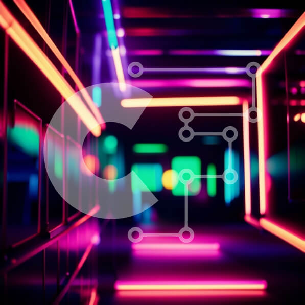 Intra Συλλεκτικό Ξύλινο Παζλ Plywood  4mm - Απόκοσμος και μυστηριώδης διάδρομος με φώτα νέον Σε Ξύλινο Κουτί - Διαστάσεις Puzzle: 10x10 cm – 25 κομμάτια