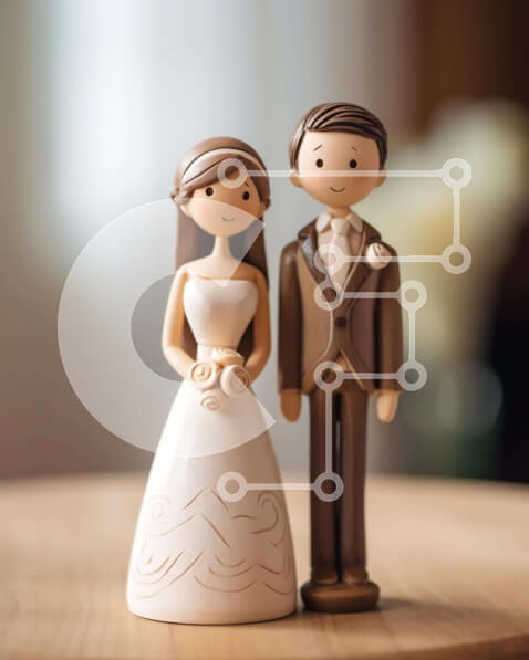 Intra Συλλεκτικό Ξύλινο Παζλ Plywood  4mm - Τοπέρ για γαμήλια τούρτα με τη νύφη και τον γαμπρό σε ημιτελές τραπέζι Σε Ξύλινο Κουτί - Διαστάσεις: 10x10 cm – 25 κομμάτια