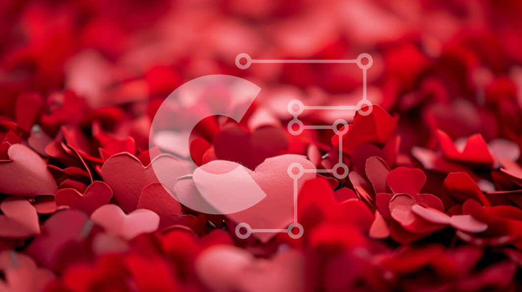 Intra Συλλεκτικό Ξύλινο Παζλ Plywood  4mm - Κόκκινο υπόβαθρο εγκοπών από χαρτί σε σχήμα καρδιάς Σε Ξύλινο Κουτί - Διαστάσεις Puzzle: 10x10 cm – 25 κομμάτια