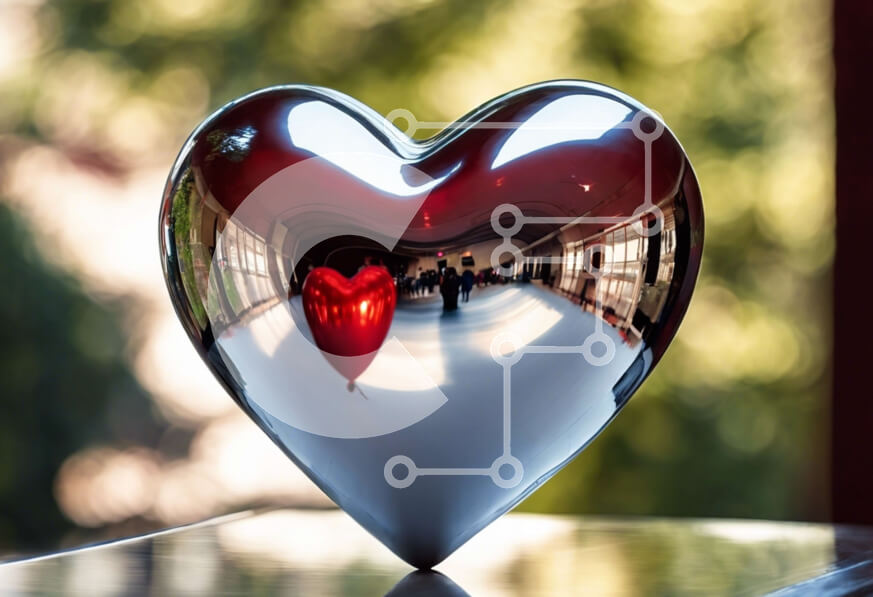 Intra Συλλεκτικό Ξύλινο Παζλ Plywood  4mm - Ανακλαστικό γλυπτό σε σχήμα καρδιάς με κόκκινο μπαλόνι Σε Ξύλινο Κουτί - Διαστάσεις Puzzle: 10x10 cm – 25 κομμάτια