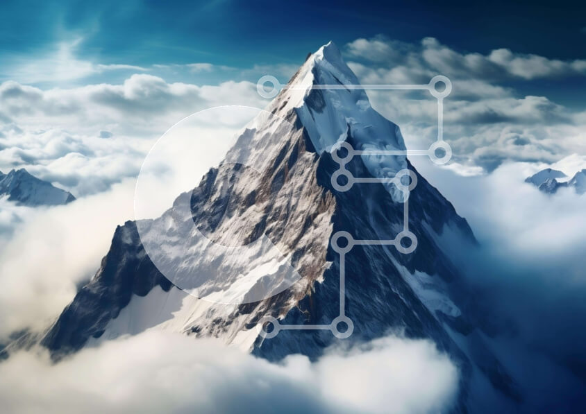 Intra Συλλεκτικό Ξύλινο Παζλ Plywood  4mm - Εναέρια άποψη του χιονισμένου βουνού με τα σύννεφα Σε Ξύλινο Κουτί - Διαστάσεις: 10x10 cm – 25 κομμάτια