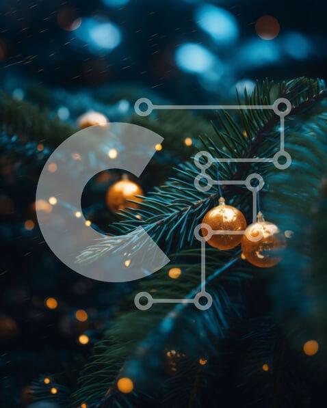 Intra Συλλεκτικό Ξύλινο Παζλ Plywood  4mm - Εορταστικό χριστουγεννιάτικο δέντρο με χρυσά στολίδια και λευκά φωτάκια Σε Ξύλινο Κουτί - Διαστάσεις: 10x10 cm – 25 κομμάτια