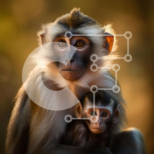 Intra Συλλεκτικό Ξύλινο Παζλ Plywood  4mm - Δύο πίθηκοι που κρατούν ο ένας τον άλλον Σε Ξύλινο Κουτί - Διαστάσεις: 10x10 cm – 25 κομμάτια