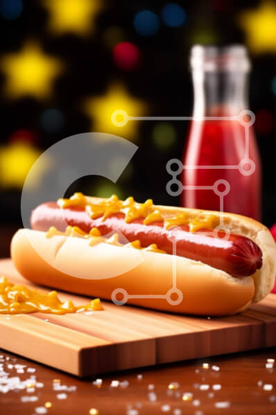 Σετ των 2 Intra Συλλεκτικό Ξύλινο Παζλ Plywood  4mm - Χοτ-ντογκ με μουστάρδα σε ξύλινη σανίδα κοπής Σε Ξύλινο Κουτί - Διαστάσεις: 10x10 cm – 25 κομμάτια