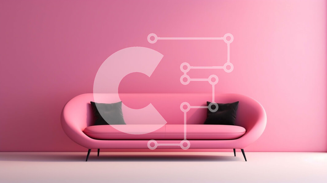 Intra Συλλεκτικό Ξύλινο Παζλ Plywood  4mm - Ροζ καναπές σε ροζ δωμάτιο με μαύρο μαξιλάρι Σε Ξύλινο Κουτί - Διαστάσεις Puzzle: 10x10 cm – 25 κομμάτια