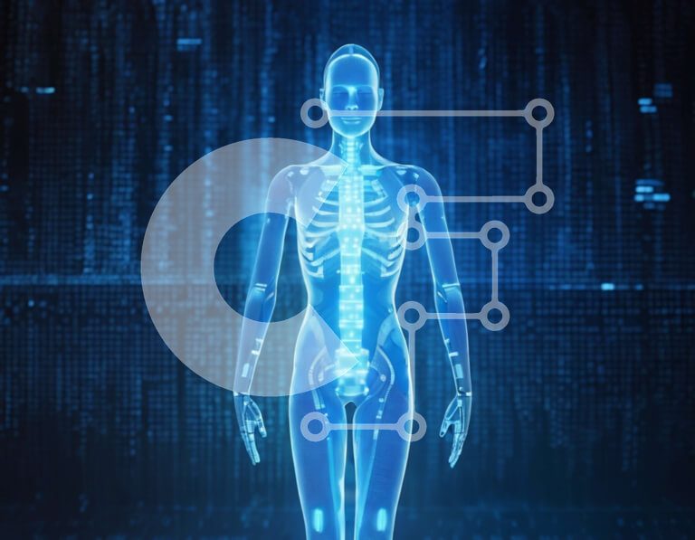 Intra Συλλεκτικό Ξύλινο Παζλ Plywood  4mm - Ανθρώπινος σκελετός σε φωτισμένο φόντο Σε Ξύλινο Κουτί - Διαστάσεις Puzzle: 10x10 cm – 25 κομμάτια