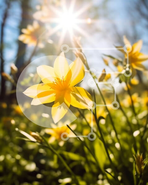 Intra Συλλεκτικό Ξύλινο Παζλ Plywood  4mm - Εκπληκτική εικόνα ενός χωραφιού με κίτρινα λουλούδια με τον ήλιο να λάμπει στο φόντο Σε Ξύλινο Κουτί - Διαστάσεις: 10x10 cm – 25 κομμάτια