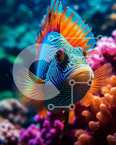 Intra Συλλεκτικό Ξύλινο Παζλ Plywood  4mm - Ζωντανά ψάρια σε έναν όμορφο κοραλλιογενή ύφαλο Σε Ξύλινο Κουτί - Διαστάσεις: 10x10 cm – 25 κομμάτια