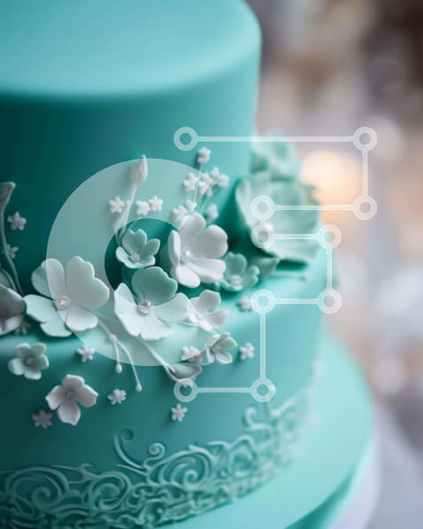 Σετ των 2 Intra Συλλεκτικό Ξύλινο Παζλ Plywood  4mm - Μπλε κέικ τριών επιπέδων με λευκά και πράσινα λουλούδια Σε Ξύλινο Κουτί - Διαστάσεις: 10x10 cm – 25 κομμάτια