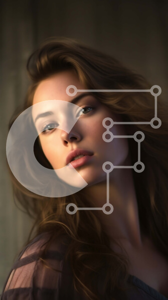 Intra Συλλεκτικό Ξύλινο Παζλ Plywood  4mm - Κομψό πορτρέτο μιας σοβαρής νεαρής γυναίκας με μακριά κυματιστά καστανά μαλλιά Σε Ξύλινο Κουτί - Διαστάσεις Puzzle: 10x10 cm – 25 κομμάτια