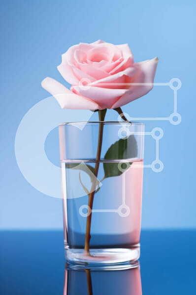 Σετ των 2 Intra Συλλεκτικό Ξύλινο Παζλ Plywood  4mm - Μονό ροζ τριαντάφυλλο που επιπλέει στο ποτήρι νερό Σε Ξύλινο Κουτί - Διαστάσεις: 10x10 cm – 25 κομμάτια