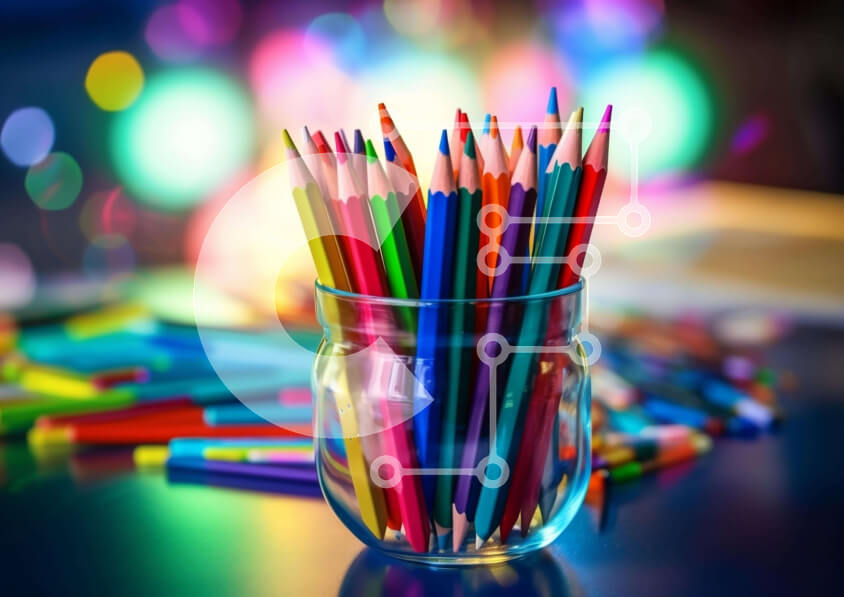 Intra Συλλεκτικό Ξύλινο Παζλ Plywood  4mm - Πολύχρωμα μολύβια σε γυάλινο βάζο Σε Ξύλινο Κουτί - Διαστάσεις: 10x10 cm – 25 κομμάτια