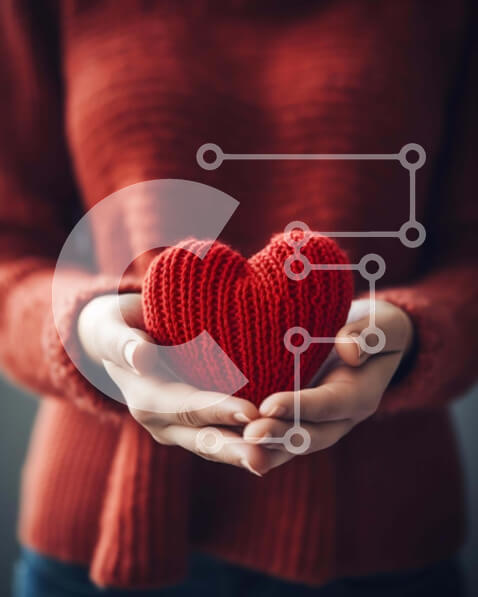 Intra Συλλεκτικό Ξύλινο Παζλ Plywood  4mm - Κόκκινο πλεκτό πουλόβερ σε σχήμα καρδιάς για την ημέρα του Αγίου Βαλεντίνου Σε Ξύλινο Κουτί - Διαστάσεις: 10x10 cm – 25 κομμάτια