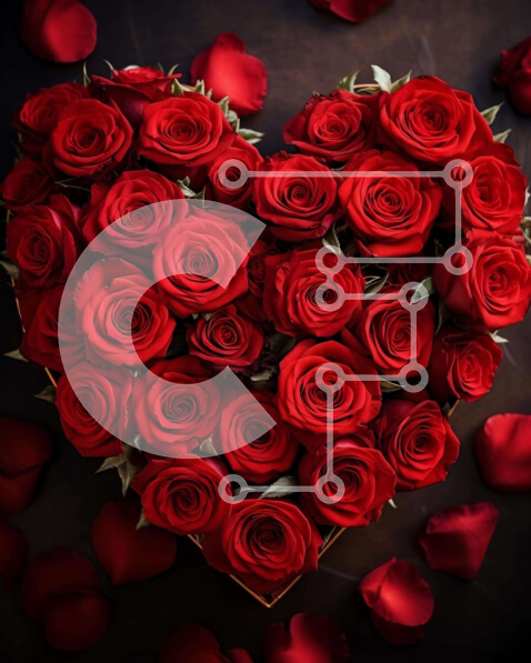 Intra Συλλεκτικό Ξύλινο Παζλ Plywood  4mm - Μπουκέτο κόκκινο τριαντάφυλλο σε σχήμα καρδιάς για την ημέρα του Αγίου Βαλεντίνου Σε Ξύλινο Κουτί - Διαστάσεις: 10x10 cm – 25 κομμάτια