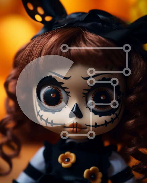 Intra Συλλεκτικό Ξύλινο Παζλ Plywood  4mm - Κούκλα αποκριών με μακιγιάζ Sugar Skull Σε Ξύλινο Κουτί - Διαστάσεις Puzzle: 10x10 cm – 25 κομμάτια