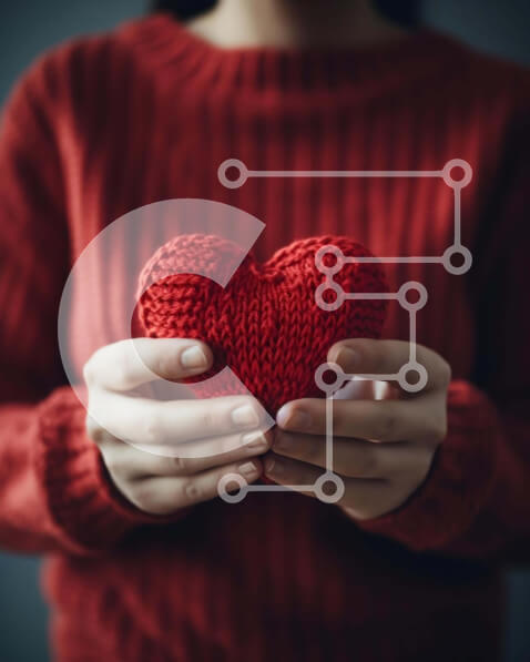 Intra Συλλεκτικό Ξύλινο Παζλ Plywood  4mm - Γυναίκα που κρατά τη διακοσμημένη κόκκινη καρδιά στα χέρια Σε Ξύλινο Κουτί - Διαστάσεις Puzzle: 10x10 cm – 25 κομμάτια