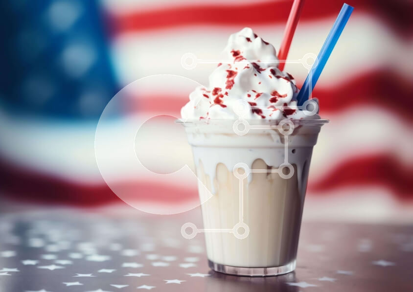 Σετ των 2 Intra Συλλεκτικό Ξύλινο Παζλ Plywood  4mm - Πατριωτικό Milkshake με σαντιγί και πασπάλισμα Σε Ξύλινο Κουτί - Διαστάσεις: 10x10 cm – 25 κομμάτια