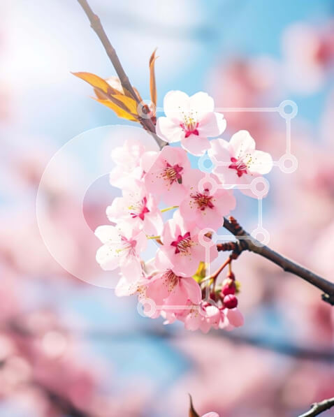 Σετ των 2 Intra Συλλεκτικό Ξύλινο Παζλ Plywood  4mm - Ροζ ανθισμένο κλαδί κερασιάς την άνοιξη Σε Ξύλινο Κουτί - Διαστάσεις: 10x10 cm – 25 κομμάτια