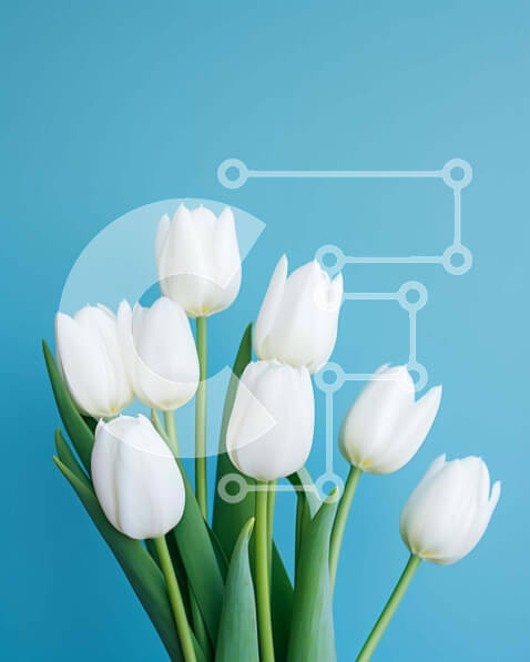 Intra Συλλεκτικό Ξύλινο Παζλ Plywood  4mm - Απλή και κομψή σύνθεση λευκής τουλίπας Σε Ξύλινο Κουτί - Διαστάσεις: 10x10 cm – 25 κομμάτια