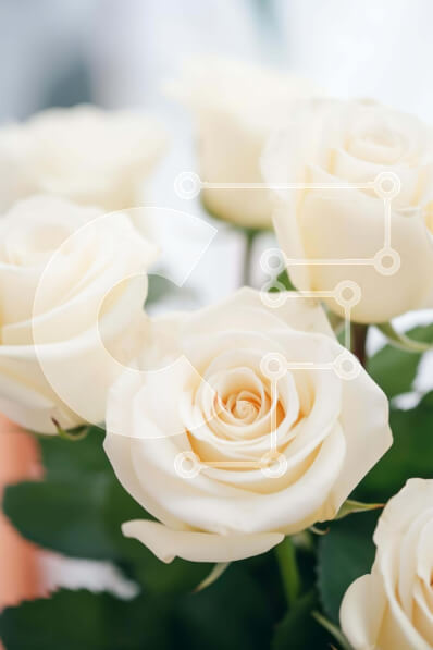 Σετ των 2 Intra Συλλεκτικό Ξύλινο Παζλ Plywood  4mm - Λευκά τριαντάφυλλα σε βάζο με πράσινο και λουλούδια Σε Ξύλινο Κουτί - Διαστάσεις: 10x10 cm – 25 κομμάτια