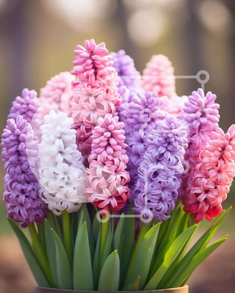 Intra Συλλεκτικό Ξύλινο Παζλ Plywood  4mm - Λουλούδια υάκινθου σε γλάστρα Σε Ξύλινο Κουτί - Διαστάσεις: 10x10 cm – 25 κομμάτια