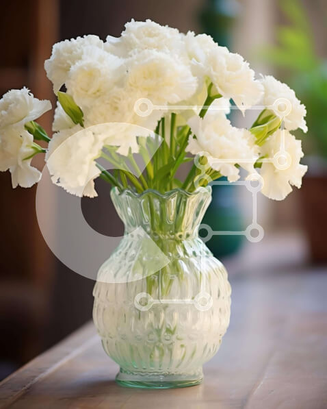 Intra Συλλεκτικό Ξύλινο Παζλ Plywood  4mm - Φρέσκα λευκά γαρίφαλα σε γυάλινο βάζο Σε Ξύλινο Κουτί - Διαστάσεις: 10x10 cm – 25 κομμάτια