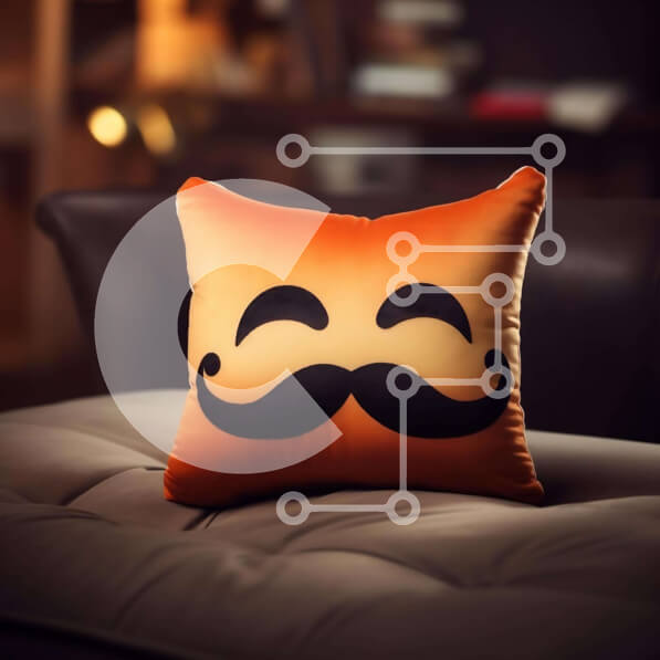 Intra Συλλεκτικό Ξύλινο Παζλ Plywood  4mm - Πορτοκαλί μουστάκι μαξιλάρι στον καναπέ στο σαλόνι Σε Ξύλινο Κουτί - Διαστάσεις Puzzle: 10x10 cm – 25 κομμάτια