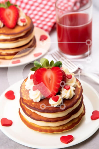 Σετ των 2 Intra Συλλεκτικό Ξύλινο Παζλ Plywood  4mm - Λαχταριστές τηγανίτες με φράουλες και σαντιγί Σε Ξύλινο Κουτί - Διαστάσεις: 10x10 cm – 25 κομμάτια