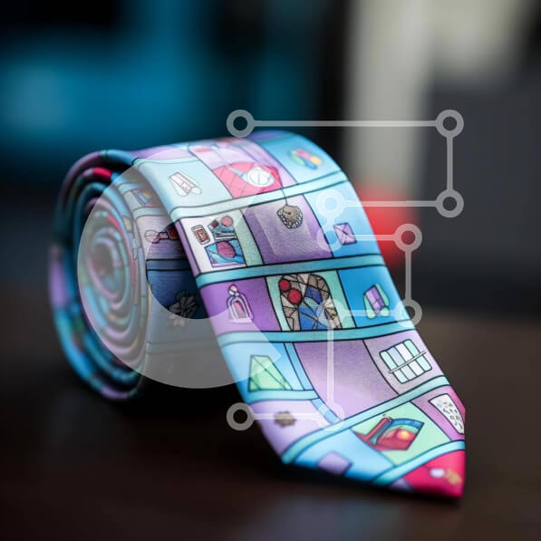 Σετ των 2 Intra Συλλεκτικό Ξύλινο Παζλ Plywood  4mm - Πολύχρωμη γραβάτα με σχέδια σε ημιτελές ξύλινο τραπέζι Σε Ξύλινο Κουτί - Διαστάσεις: 10x10 cm – 25 κομμάτια