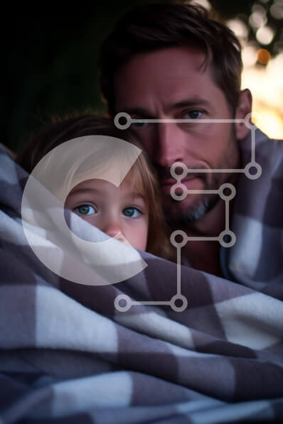 Intra Συλλεκτικό Ξύλινο Παζλ Plywood  4mm - Πατέρας και κόρη παίζουν κάτω από την κουβέρτα Σε Ξύλινο Κουτί - Διαστάσεις Puzzle: 10x10 cm – 25 κομμάτια