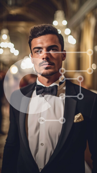 Intra Συλλεκτικό Ξύλινο Παζλ Plywood  4mm - Κομψός άντρας με σμόκιν με παπιγιόν και σοβαρή έκφραση Σε Ξύλινο Κουτί - Διαστάσεις Puzzle: 10x10 cm – 25 κομμάτια