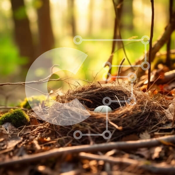 Intra Συλλεκτικό Ξύλινο Παζλ Plywood  4mm - Όμορφη εικόνα της φωλιάς ενός πουλιού στο δάσος Σε Ξύλινο Κουτί - Διαστάσεις: 10x10 cm – 25 κομμάτια