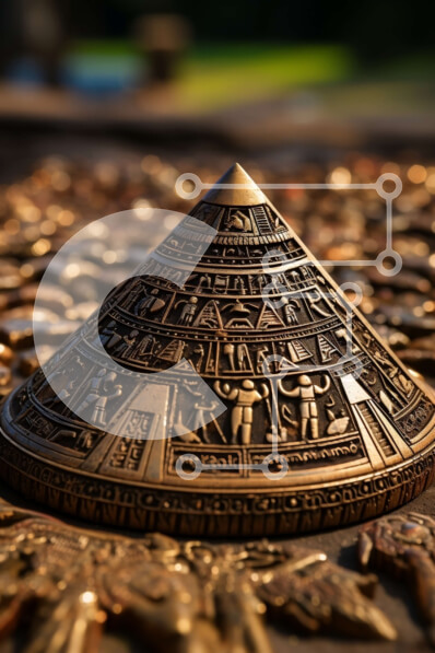 Intra Συλλεκτικό Ξύλινο Παζλ Plywood  4mm - Χρυσή Πυραμίδα με περίπλοκα γλυπτά από την Αρχαία Αιγυπτιακή Μυθολογία Σε Ξύλινο Κουτί - Διαστάσεις Puzzle: 10x10 cm – 25 κομμάτια
