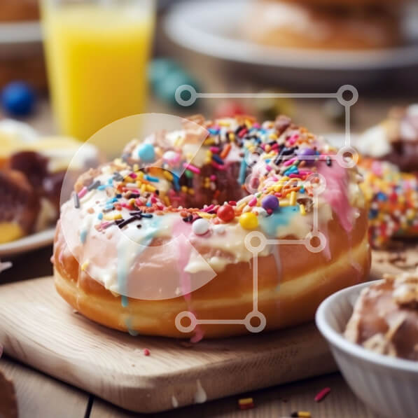 Σετ των 2 Intra Συλλεκτικό Ξύλινο Παζλ Plywood  4mm - Νόστιμα ντόνατς με πολύχρωμα πασπαλίσματα και γλάσο Σε Ξύλινο Κουτί - Διαστάσεις: 10x10 cm – 25 κομμάτια