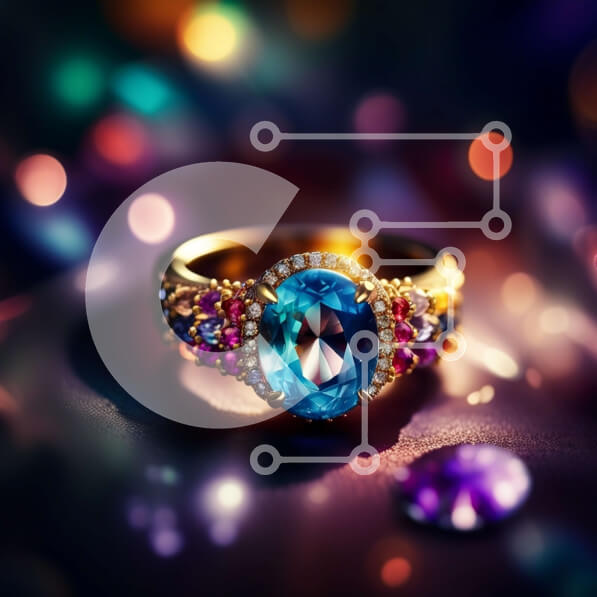 Σετ των 2 Intra Συλλεκτικό Ξύλινο Παζλ Plywood  4mm - Εκπληκτικό χρυσό δαχτυλίδι με μπλε πέτρα τοπάζι και αστραφτερά διαμάντια Σε Ξύλινο Κουτί - Διαστάσεις: 10x10 cm – 25 κομμάτια