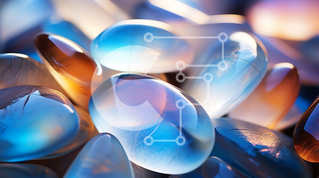 Intra Συλλεκτικό Ξύλινο Παζλ Plywood  4mm - Σωρός από γυάλινες χάντρες μπλε και πορτοκαλί Σε Ξύλινο Κουτί - Διαστάσεις: 10x10 cm – 25 κομμάτια