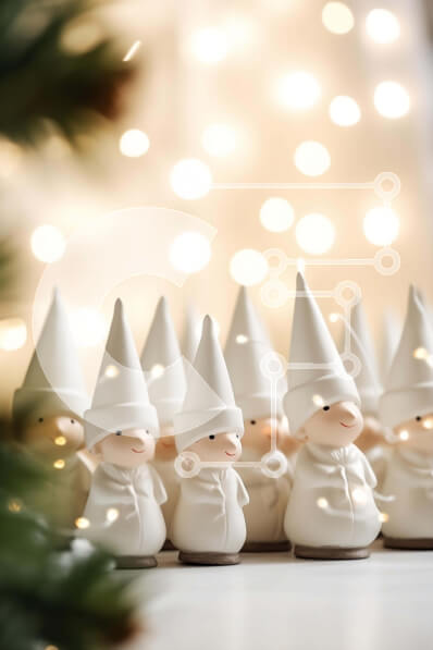 Intra Συλλεκτικό Ξύλινο Παζλ Plywood  4mm - Ομάδα λευκών αγαλματιδίων με χριστουγεννιάτικο δέντρο Σε Ξύλινο Κουτί - Διαστάσεις: 10x10 cm – 25 κομμάτια