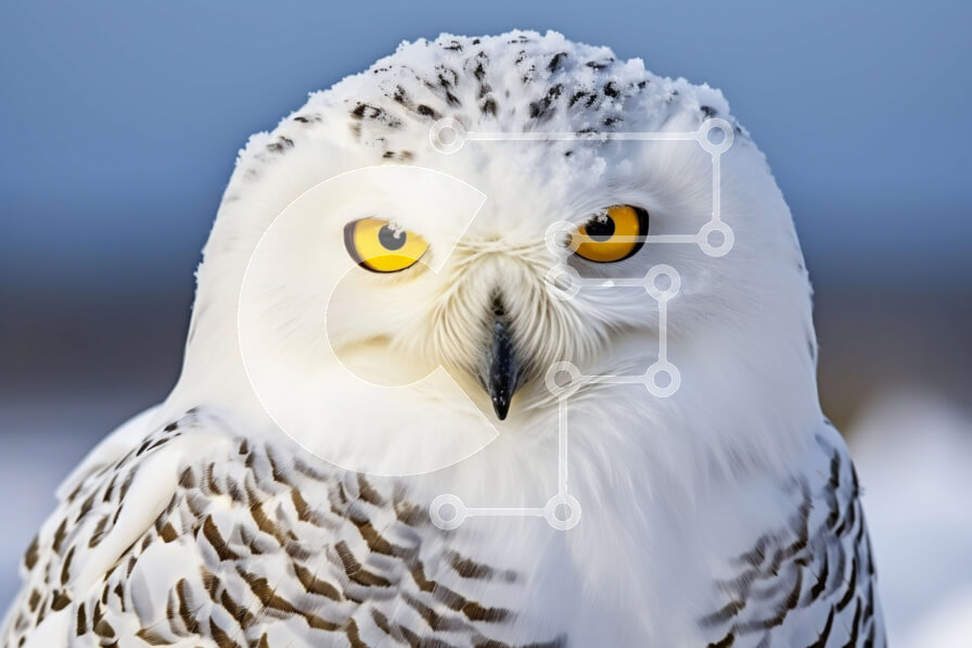 Σετ των 2 Intra Συλλεκτικό Ξύλινο Παζλ Plywood  4mm - Εκπληκτική εικόνα μιας χιονισμένης κουκουβάγιας με κίτρινα μάτια Σε Ξύλινο Κουτί - Διαστάσεις: 10x10 cm – 25 κομμάτια