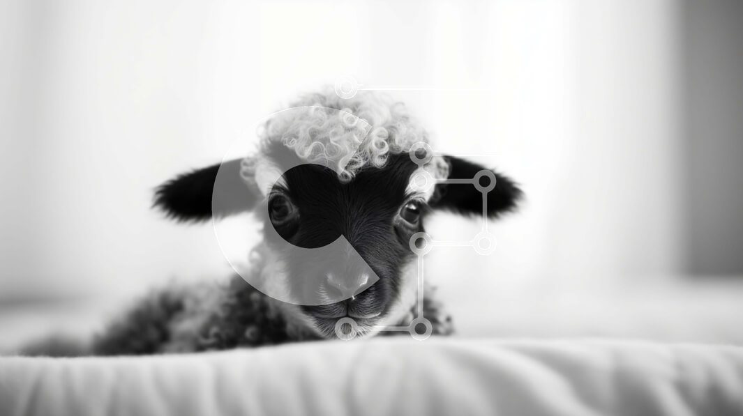 Σετ των 2 Intra Συλλεκτικό Ξύλινο Παζλ Plywood  4mm - Μαύρο και άσπρο πρόβατο ξαπλωμένο στο κρεβάτι Σε Ξύλινο Κουτί - Διαστάσεις: 10x10 cm – 25 κομμάτια