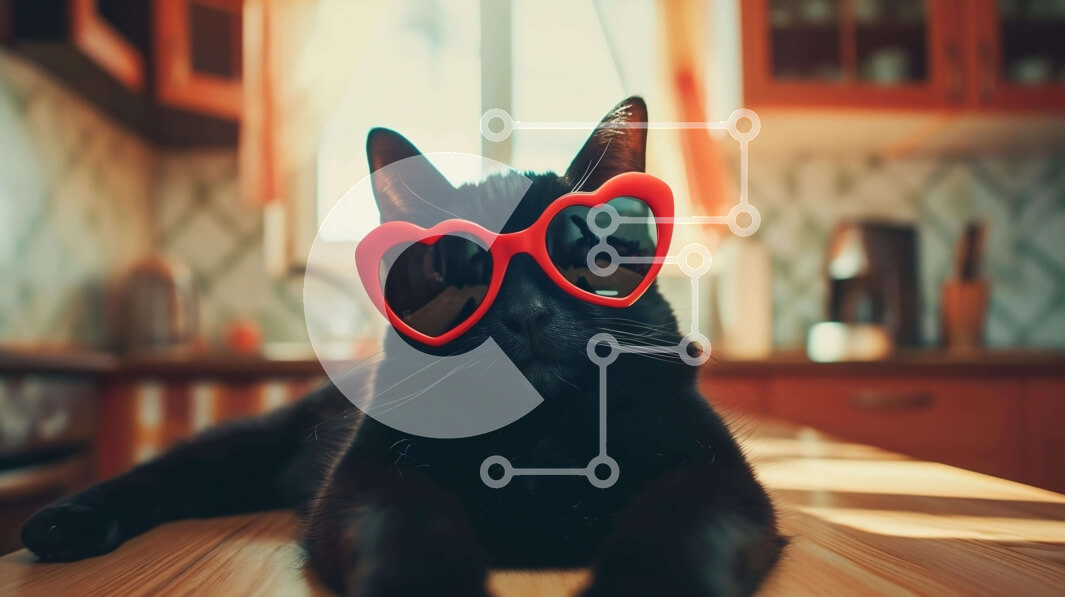 Σετ των 2 Intra Συλλεκτικό Ξύλινο Παζλ Plywood  4mm - Μαύρη γάτα με γυαλιά ηλίου σε σχήμα καρδιάς Σε Ξύλινο Κουτί - Διαστάσεις: 10x10 cm – 25 κομμάτια