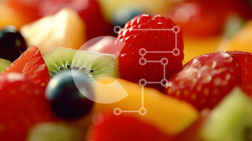 Σετ των 2 Intra Συλλεκτικό Ξύλινο Παζλ Plywood  4mm - Υγιεινό και πολύχρωμο Μικτό Μπολ φρούτων με φράουλες, ακτινίδια και βατόμουρα Σε Ξύλινο Κουτί - Διαστάσεις: 10x10 cm – 25 κομμάτια