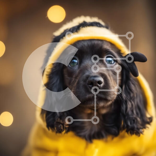 Intra Συλλεκτικό Ξύλινο Παζλ Plywood  4mm - Χαριτωμένο σκυλί με στολή μέλισσας Σε Ξύλινο Κουτί - Διαστάσεις: 10x10 cm – 25 κομμάτια