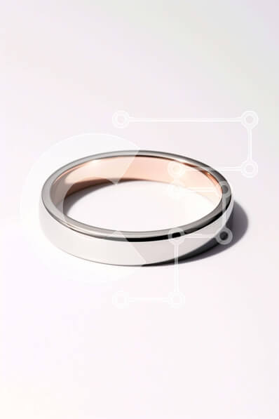 Intra Συλλεκτικό Ξύλινο Παζλ Plywood  4mm - Ασημένιο και ροζ χρυσό γαμήλιο λουρί σε λευκή επιφάνεια Σε Ξύλινο Κουτί - Διαστάσεις Puzzle: 10x10 cm – 25 κομμάτια