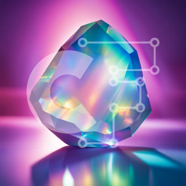 Intra Συλλεκτικό Ξύλινο Παζλ Plywood  4mm - Λαμπερό κρύσταλλο με λάμψη ουράνιου τόξου σε μωβ φόντο Σε Ξύλινο Κουτί - Διαστάσεις Puzzle: 10x10 cm – 25 κομμάτια