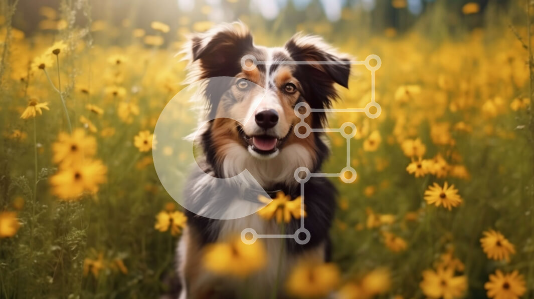 Intra Συλλεκτικό Ξύλινο Παζλ Plywood  4mm - Αξιολάτρευτη εικόνα ενός σκύλου σε ένα χωράφι με κίτρινα λουλούδια Σε Ξύλινο Κουτί - Διαστάσεις: 10x10 cm – 25 κομμάτια